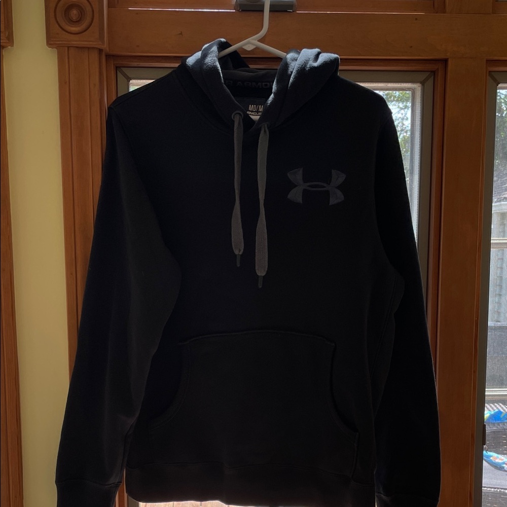 Under Armour Men's Black Hoodie with Gray Logo